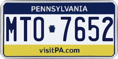 PA license plate MTO7652
