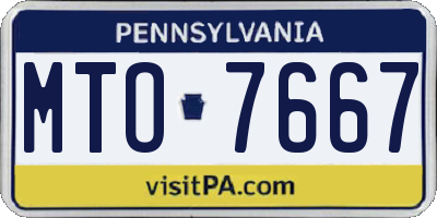 PA license plate MTO7667