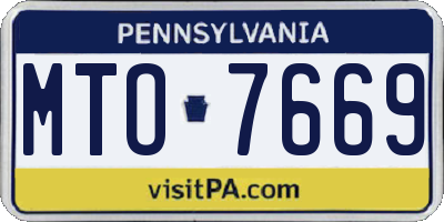 PA license plate MTO7669