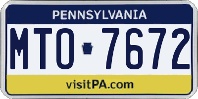 PA license plate MTO7672