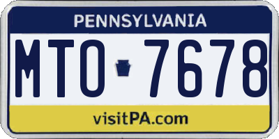 PA license plate MTO7678