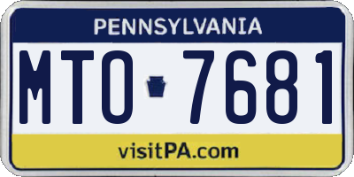 PA license plate MTO7681