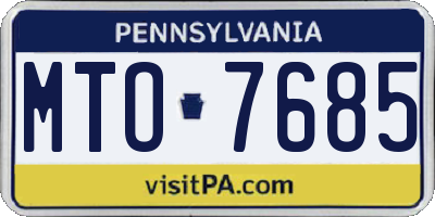 PA license plate MTO7685
