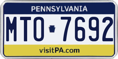 PA license plate MTO7692