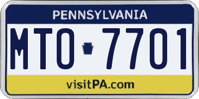 PA license plate MTO7701