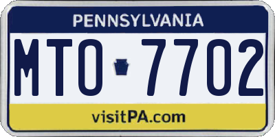 PA license plate MTO7702
