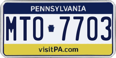 PA license plate MTO7703