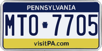 PA license plate MTO7705