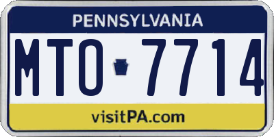 PA license plate MTO7714
