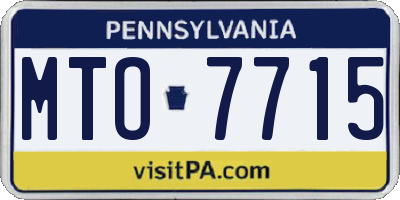 PA license plate MTO7715