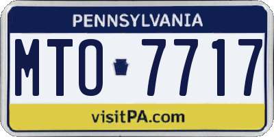 PA license plate MTO7717