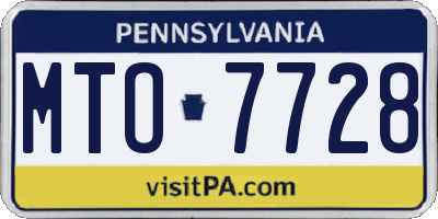 PA license plate MTO7728