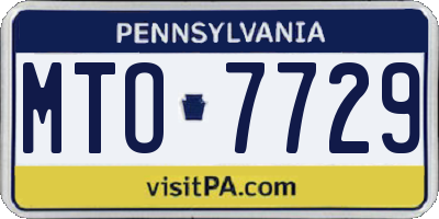 PA license plate MTO7729