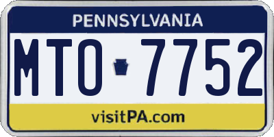 PA license plate MTO7752