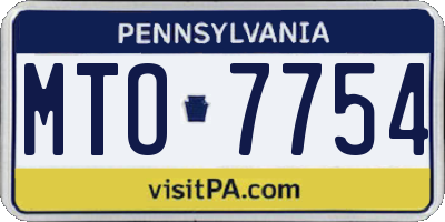 PA license plate MTO7754