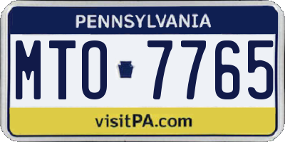 PA license plate MTO7765