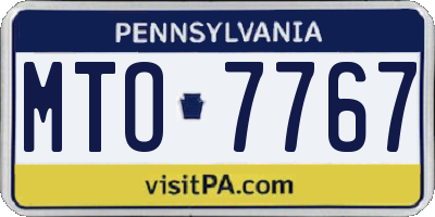 PA license plate MTO7767