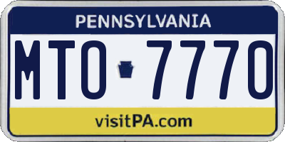 PA license plate MTO7770
