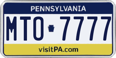 PA license plate MTO7777