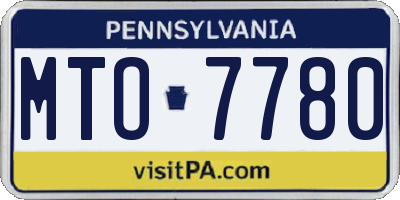 PA license plate MTO7780