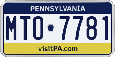 PA license plate MTO7781