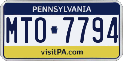PA license plate MTO7794