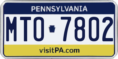 PA license plate MTO7802