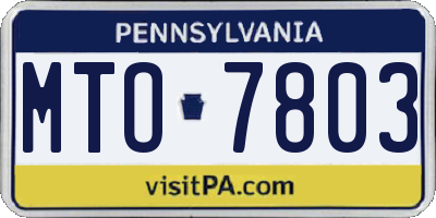 PA license plate MTO7803