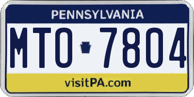 PA license plate MTO7804