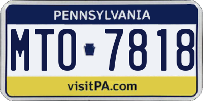 PA license plate MTO7818