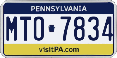 PA license plate MTO7834