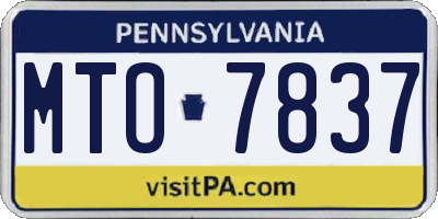 PA license plate MTO7837