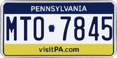 PA license plate MTO7845