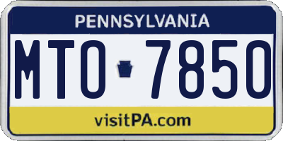 PA license plate MTO7850