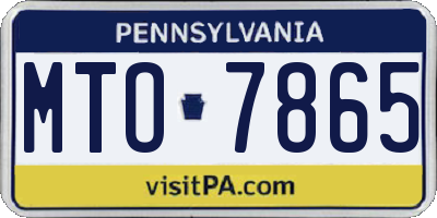 PA license plate MTO7865