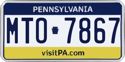 PA license plate MTO7867