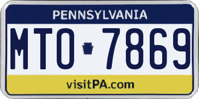 PA license plate MTO7869