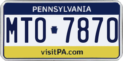 PA license plate MTO7870