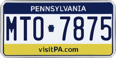 PA license plate MTO7875