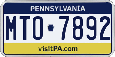 PA license plate MTO7892