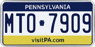 PA license plate MTO7909