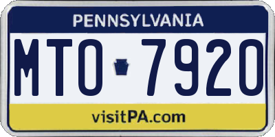 PA license plate MTO7920