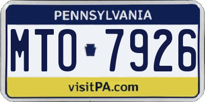 PA license plate MTO7926