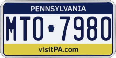 PA license plate MTO7980