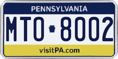 PA license plate MTO8002