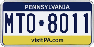 PA license plate MTO8011