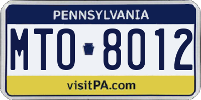 PA license plate MTO8012