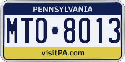 PA license plate MTO8013