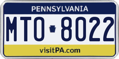 PA license plate MTO8022