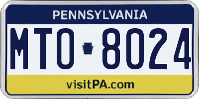 PA license plate MTO8024